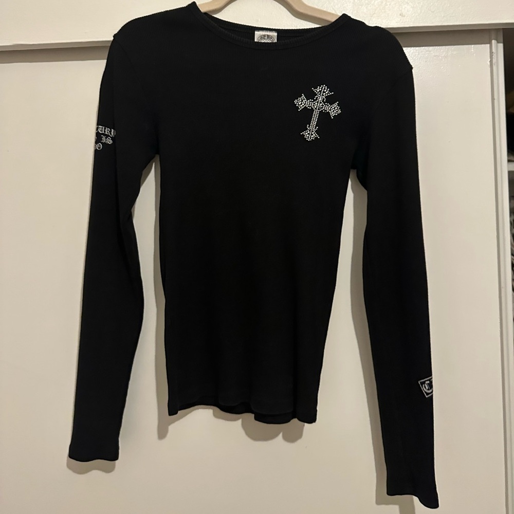 Chrome Hearts Rhinestone Black Long Sleeve